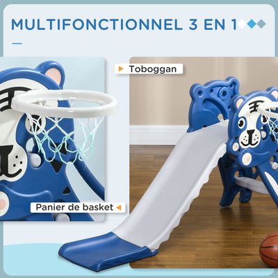 Ensemble de Cheval à Bascule 3 en 1 pour Enfants Toboggan Convertible pour Tout-petits avec Panier de Basket Vert/Rose