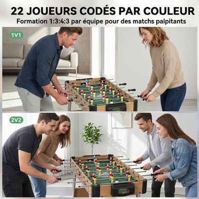 Table de baby-foot vidaXL blanche 146,5 x 74 x 85 cm en