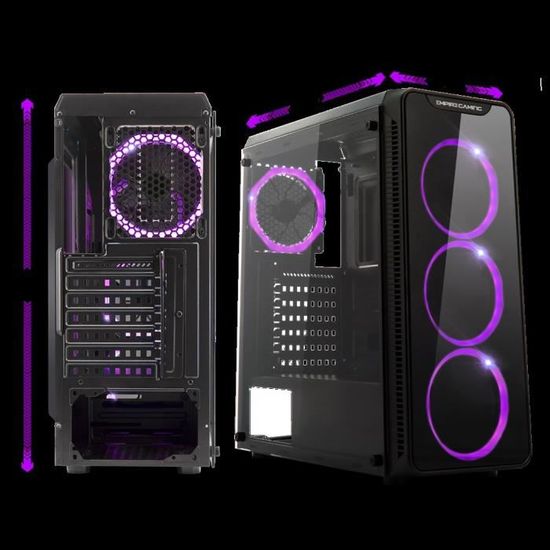Case PC Gaming Warmachine EMPIRE - Midi-Tower ATX, 4 Ventole RGB, Vetro Temperato Frontale/Laterale, Supporto Watercooling