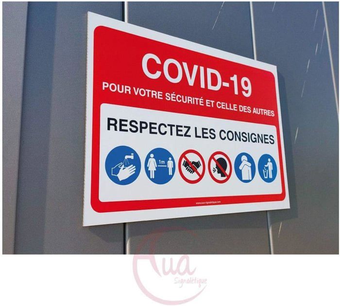 PANNEAU DE SIGNALISATION COVID19 - RESPECTEZ LA DISTANCE DE SECURITE Pour Vous Proteger Et Proteger Les Autres De 1m50 Covid015 3665231007753