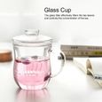 400ML Tasse en verre résistante chaleur transparente avec bureau couvercle filtre à thé-CER-0