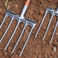 HURRISE fourche à bêcher de jardin Fourche à creuser en acier à haute teneur en carbone, forte outillage plateau 4 dents 5 dents-0