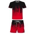 Homme Ensemble Short Et Tee Shirt Imprime Flamme Sport Homme Sportswear 2 Piece Sets Ete Decontracte - rouge Kekongji Printemps-0
