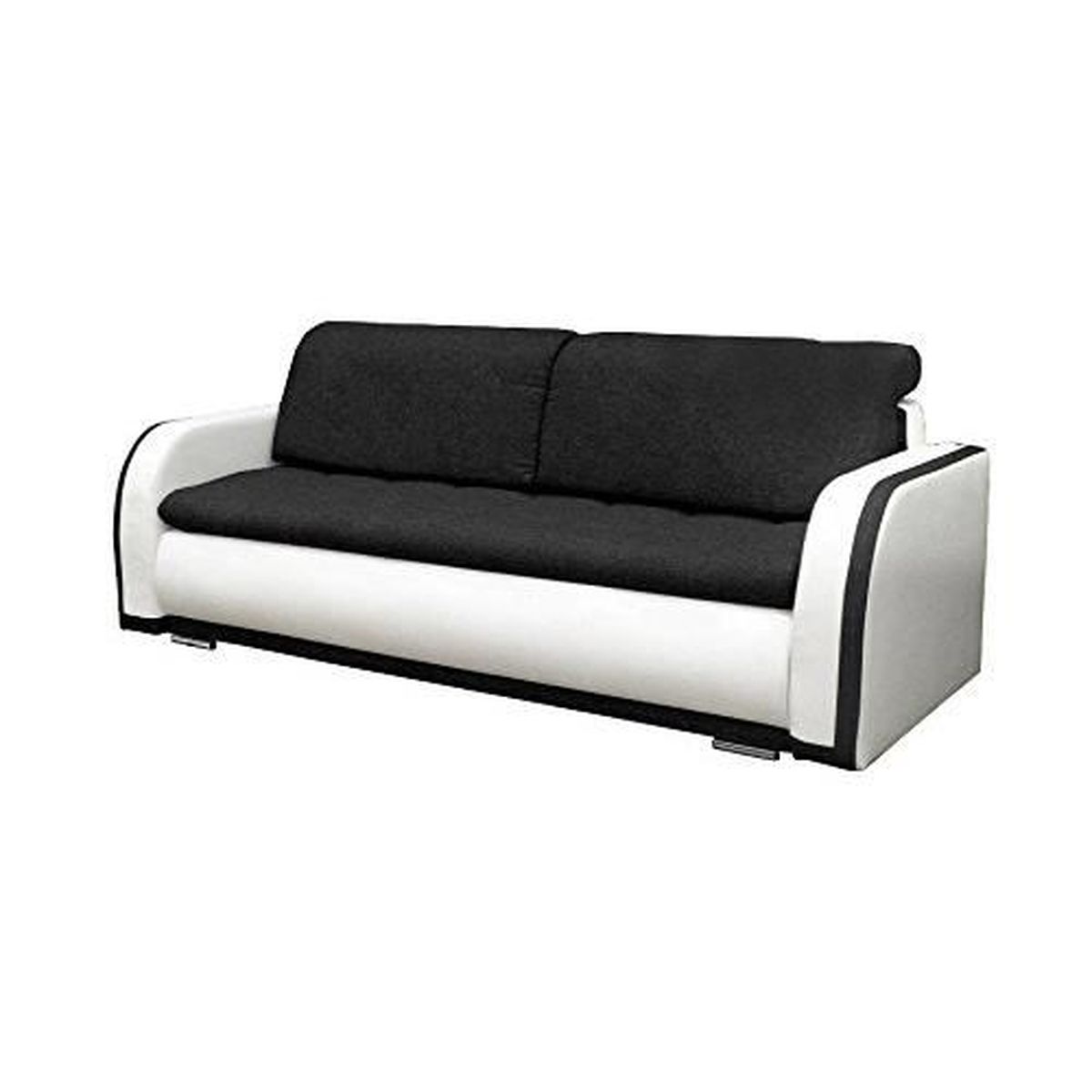 Canape Convertible En Tissu 3 Places Droit Vero Noir Achat