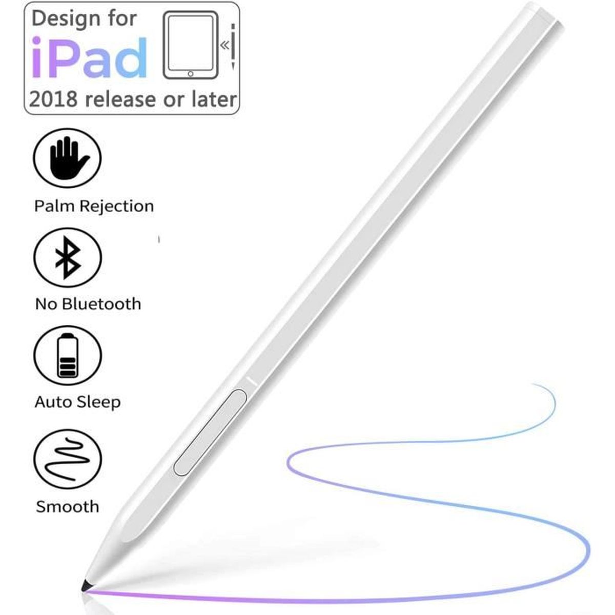 Stylus Pen pour Dessin et Écriture Compatible avec iPad 6ème/ Air 3ème/ Mini 5ème/ Pro 11/ Pro 12.9 Pointe Fine 1.2 mm Blanc 3ème Osaloe Stylet Tactile 2e Génération pour iPad 2018 et 2019 