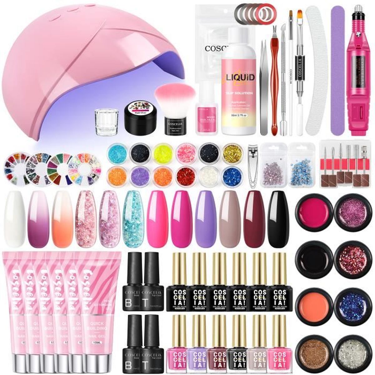 Kit Complet Vernis Gel Avec Lampe UV - Pour Manucure Semi-permanente à La Maison - Neuf