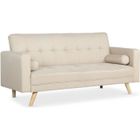 Canapé Convertible 3 Places Scandinave "navya" Beige - PARIS PRIX - Design contemporain - Couchage occasionnel