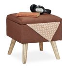 Relaxdays Tabouret avec espace de rangement, rembourré lin artificiel, pieds en bois, couvercle, HlP 40x40x40cm, marron