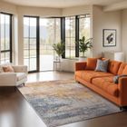 LIVABLISS Tapis de Salon à Poils Courts Doux Abstrait Moderne VALERIE 200x275cm Multicolore/Orange