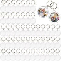 50 Porte-clés à insert photo vierge transparent - MATANA - Porte-clés vides, double face pour étiquettes personnalisées - 4,5 cm