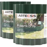 ARTECSIS 2x Bordure de Jardin en Plastique 9m x 15cm (LxH) Bordure de pelouse Flexible Bordurette jardin Bordure à dérouler - Vert