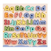 Puzzle Alphabet en Bois, Jouet Éducatif pour Enfants, Apprentissage des Lettres des Couleurs et des mots anglais. Jeu casse tête 