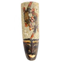 Masque Africain 32cm en bois Salamandres + sable et coquillages Marron