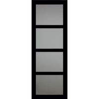 Porte Coulissante Modele Telia En Enrobe Noir Largeur 73 Avec Poignee Coquilles Posees
