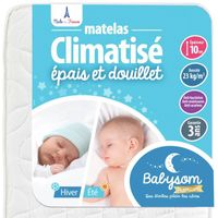 Matelas Enfant/Bébé Climatisé - BABYSOM - 70x140 cm - Réversible - Anti-acarien - Épaisseur 10 cm