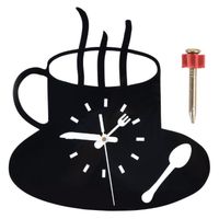 Drfeify horloge de bureau Horloge murale de cuisine 3D tasse à café moderne Style acrylique mouvement silencieux conception sans