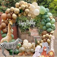 Arche Ballon Olive Verte,MMTX Jungle Ballon Anniversaire Ballon Vert Ballon Doré pour Jungle Decoration Anniversaire Safari 97Pcs