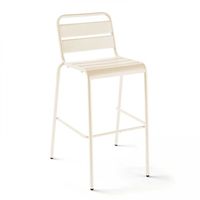 Chaise haute de jardin en métal ivoire - OVIALA - Palavas - Blanc - Beige - Adulte - Fixe