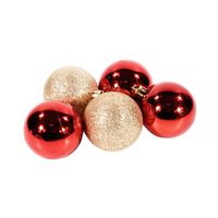 Boules de Noël - SILUMEN - 5 pcs Ø6cm - Rouge - Or