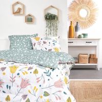 Parures de couettes - Today - Parure de lit double réversible "Sunshine" en coton imprimé floral - Multicolore - 240 x 260 cm