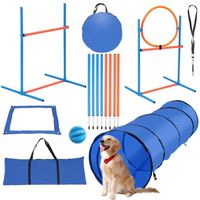 Izrielar Set d'agility pour chiens 5 en 1 Terrain d'entraînement avec tunnel boîte de pause anneau de saut barres de slalom