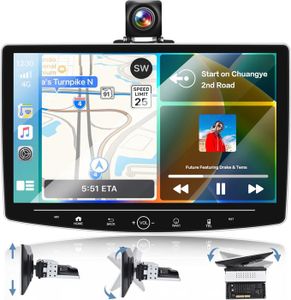 AUTORADIO 2+64GB  Android Autoradio 1 Din CarPlay sans Fil Android Auto sans Fil avec 10'' écran Tactile Rotatif Car Radio Bluetooth avec GPS