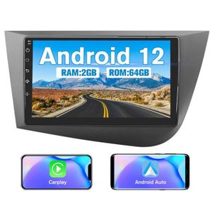 AUTORADIO Junsun Autoradio Android 12 2Go+64Go pour Seat Leon 2 MK2 (2005-2012) 9'' écran Tactile avec Carplay Android Auto GPS WiFi