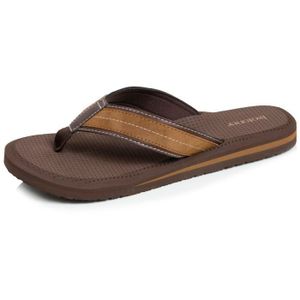 Pantoufles en cuir pour hommes été plage pantoufles en plein air tongs