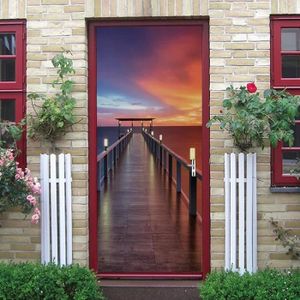 Sticker Porte - Autocollant Porte Murale 3D - Coucher De Soleil - Pvc Étanche Pour Chambre Salon (88x200cm) - Maison