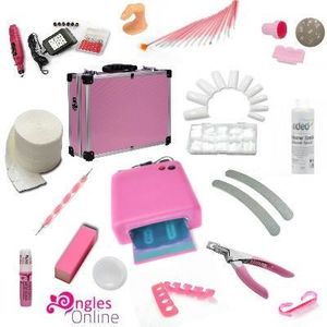 Faux Ongles Kit Manucure Rose Valise Gel Uv Lampe Achat