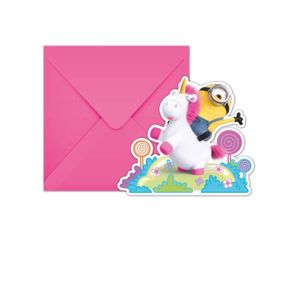 FAIRE-PART - INVITATION 6 Cartons d'invitation avec enveloppes Minions Lic