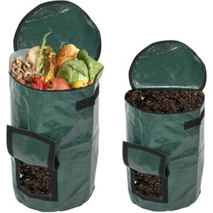Poubelle de Jardin Pliable Sac de Compost de Jardin Sac de Déchets Organiques Sacs de Jardin Sac de Compost PE Composteur de Jardin Sac de Compost Organique Environnemental 