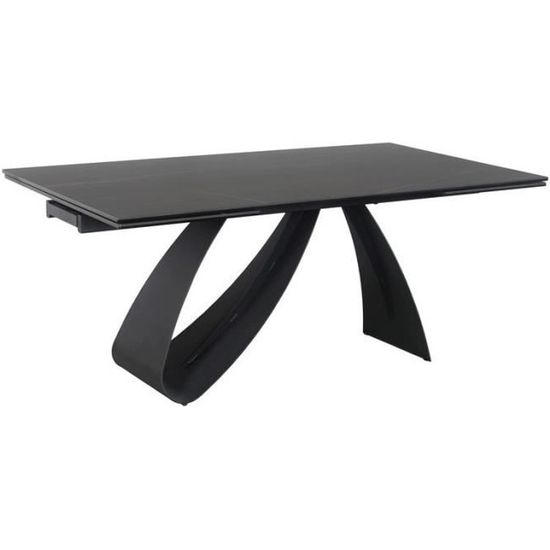 Tables à manger - Table design extensible en céramique "Dune" - 10 couverts - Noir - L 240 x H 76 x P 90 cm