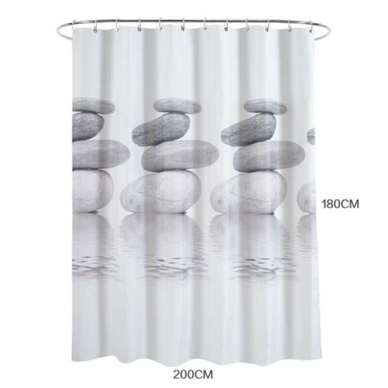 180*200cm - Rideau de douche universel lavable pour salle de bain moderne et imperméable à imprimé pierre