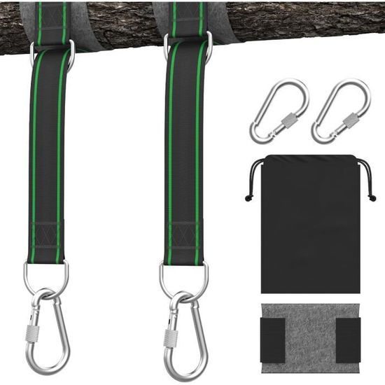APEX Fixation De Balançoire, Fixation De Hamac, Avec 2 Coussins De Protection Pour Arbre 2 Mousquetons De Qualite Superieure Et 92481852