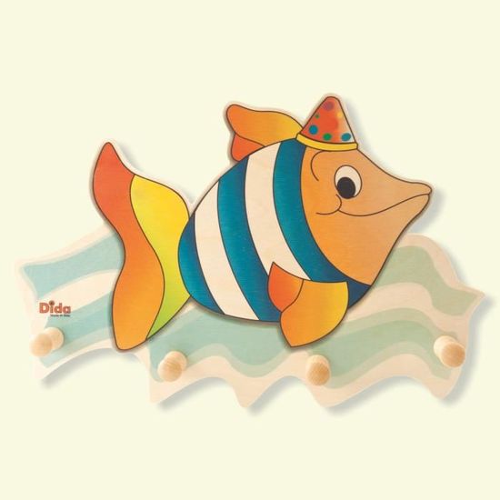Dida - Porte-Manteaux Enfant – Poisson - Porte Manteau Mural En Bois