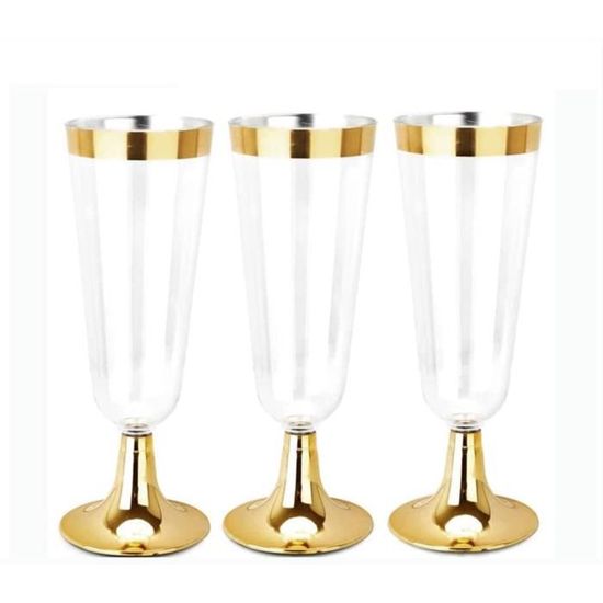 12 Flûtes à Champagne En Plastique Pailleté Argenté 6 Oz - Jetables Pour Fêtes Et événements