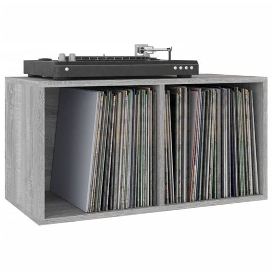 Meuble De Rangement Pour Vinyles Sonoma Gris - 71x34x36 Cm, Neuf