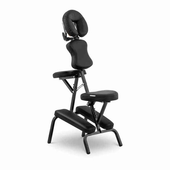 Chaise de Massage Assis Pliante Pliable Portative Table Professionnelle PHYSA MONTPELLIER BLACK (Acier. PVC. Capacité 130 kg. Noir)