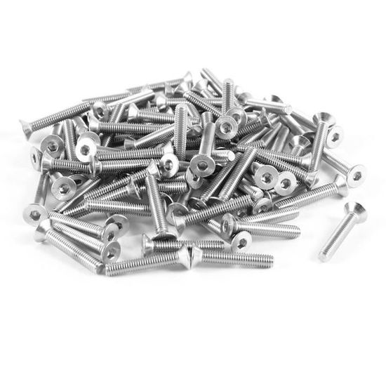 100 Vis à Tête Fraisée Hexagonale Creuse M3x40 Mm En Acier 304HC - Lot Uxcell