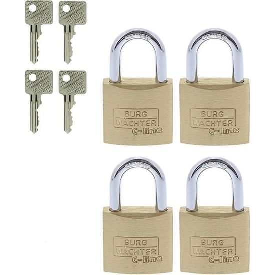 Lot 4 Cadenas Voyage TSA Approuvés - Laiton, Étanches, Anti-Coupe, Pour Valises, Casiers, Sacs