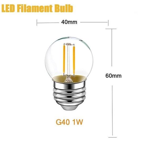 Ampoule,G40 Clear E27E14 E27warm whiteDC 24VLampe Led à Filament