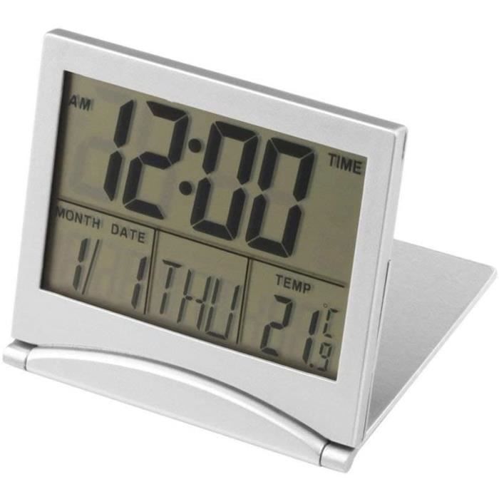 Aofocy 1 Pcs Réveil De Voyage Pliant Mini Horloge Numérique avec Grand Écran LCD pour Le Bureau À La Maison Voyage 