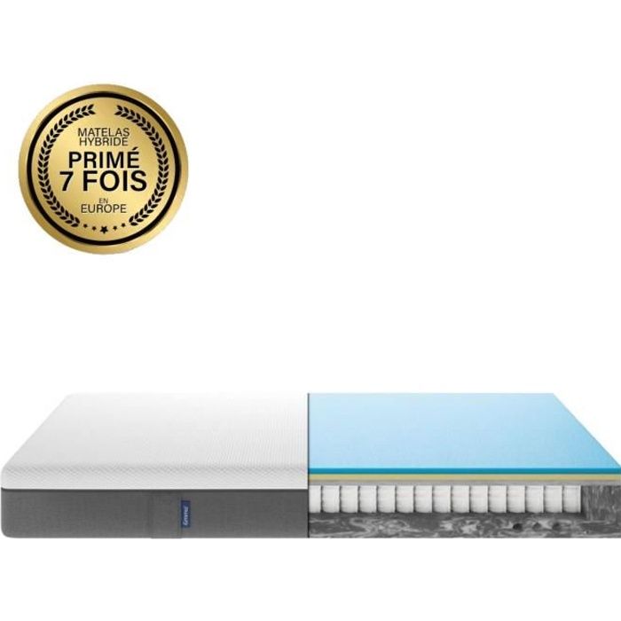 EMMA - Matelas Hybride 140x200 - Testé Meilleur Choix UFC Que Choisir - 25 cm - Mémoire de forme + Ressorts - Dos Apaisé - 7 zones