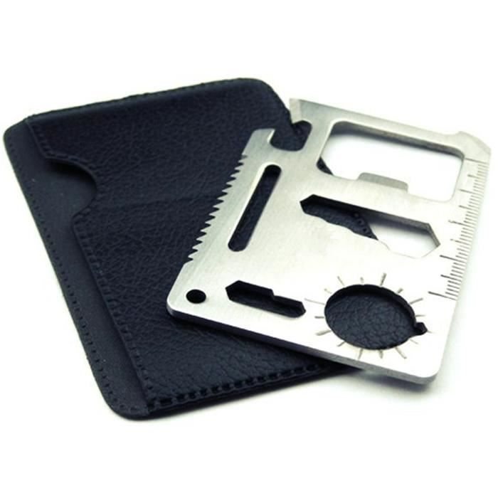 11-en-1 en acier inoxydable multi-fonctionnelle Can Opener Règle Tournevis Clé Survie outil de carte de crédit Outil extérieur