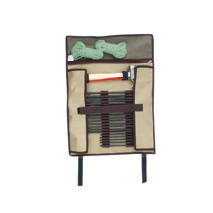 Camping en plein air tente marteau canopy Peg sac de rangement pour ongles Portable Simple Tool Bag Kit (Khaki Size CAMPING TENT