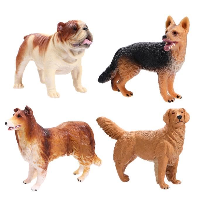 4 pièces maison chien poupées Simulation chiot réaliste Adorable Vivid faux modèle de pour salon chambre cadeau JOUET