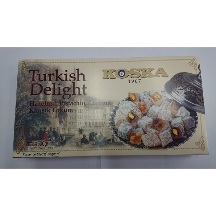 Loukoums aux Fruits secs 1 Kg, à la noisette, à la pistache et à la noix de coco (2*500 g)