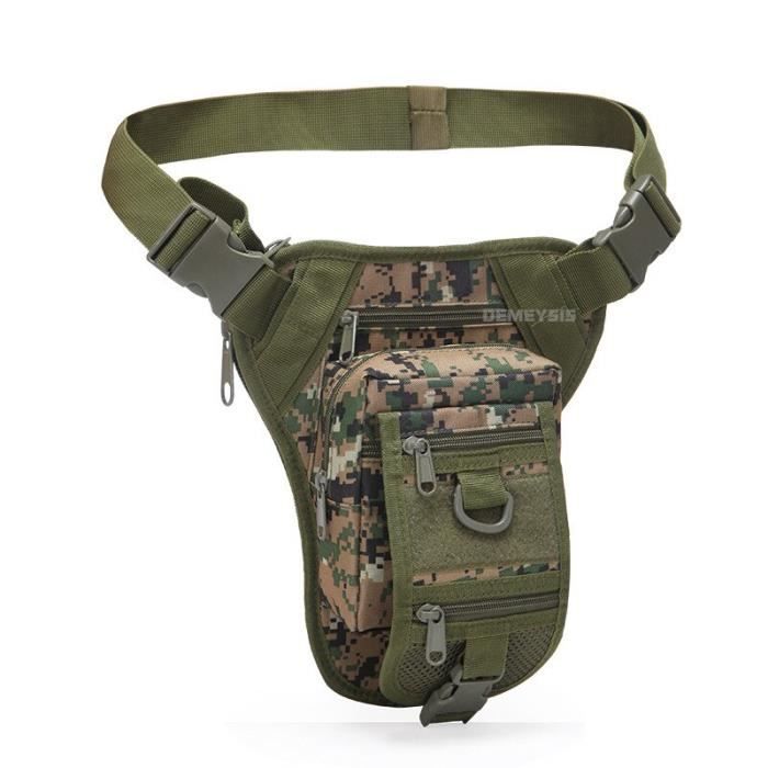 woodland digital -Sac tactique militaire de Combat, sac de jambe de taille réglable, sacs de taille de chasse de randonnée, sacs de