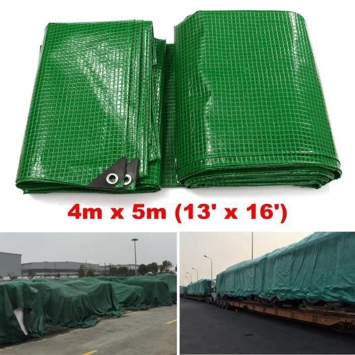 NEUFU Bâche Dessus Camping Couverture Protection Tissé Vert Étanche Articles 4m x 5m